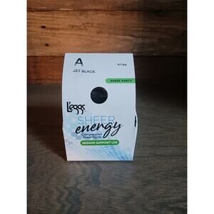 Leggs Sheer Energy Medium Support Leg Control Top Sheer Panty Jet Black Size A